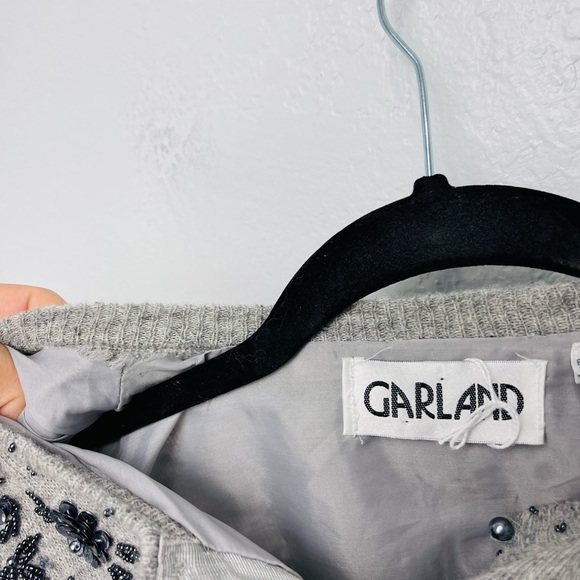 Vintage Garland Wool Rabbit Hair embellished Grey Floral Cardigan - Picture 8 of 8